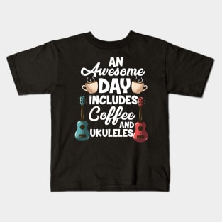 Ukulele Player & Coffee Drinker Kids T-Shirt